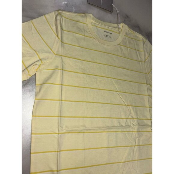 NWT Everlane The Organic Cotton Crew Tee Women's Yellow Striped T-shirt Medium - Picture 4 of 10